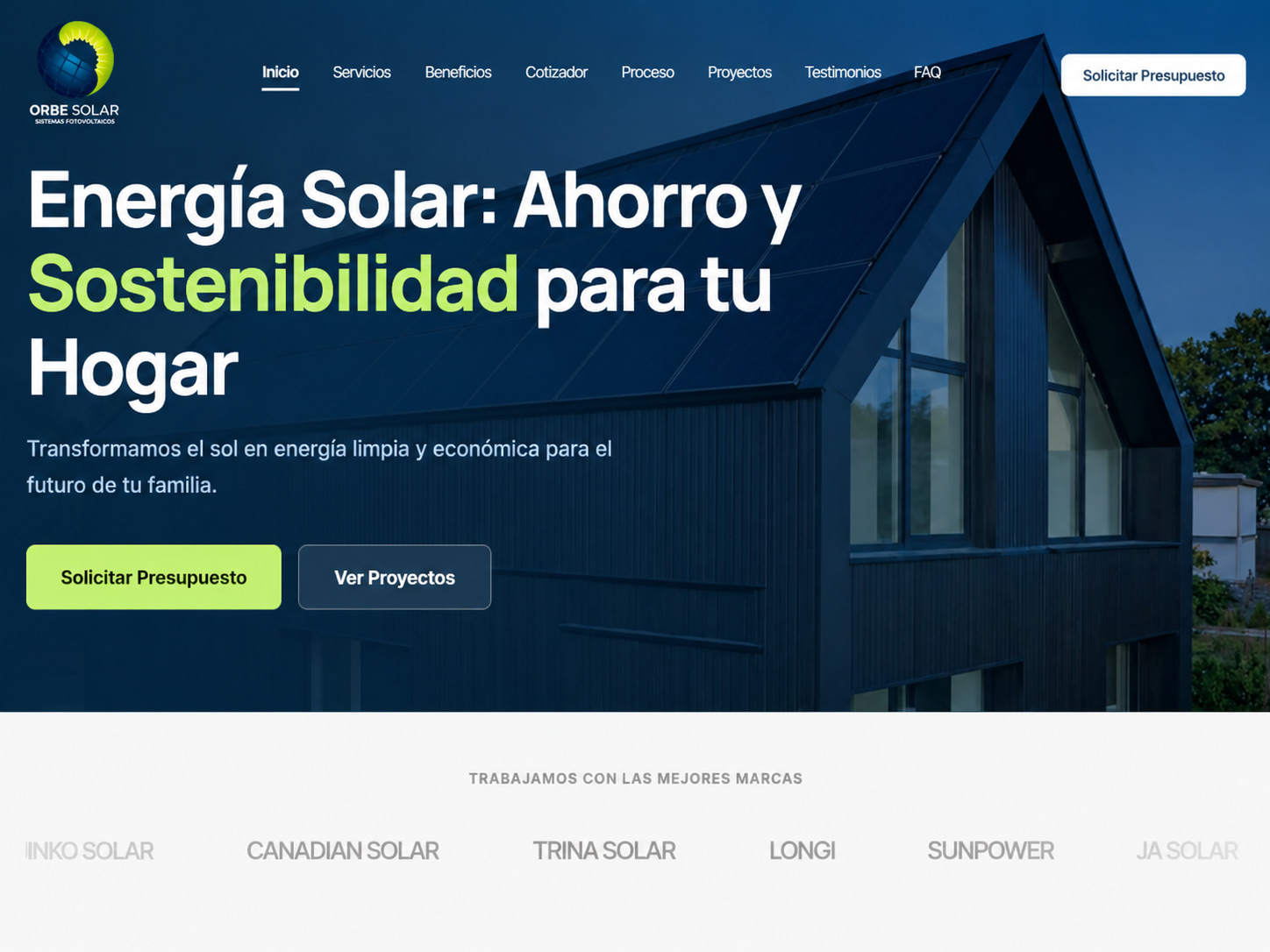 Diseño de página web en León Gto de energía solar, desarrollada por Victor Ocampo