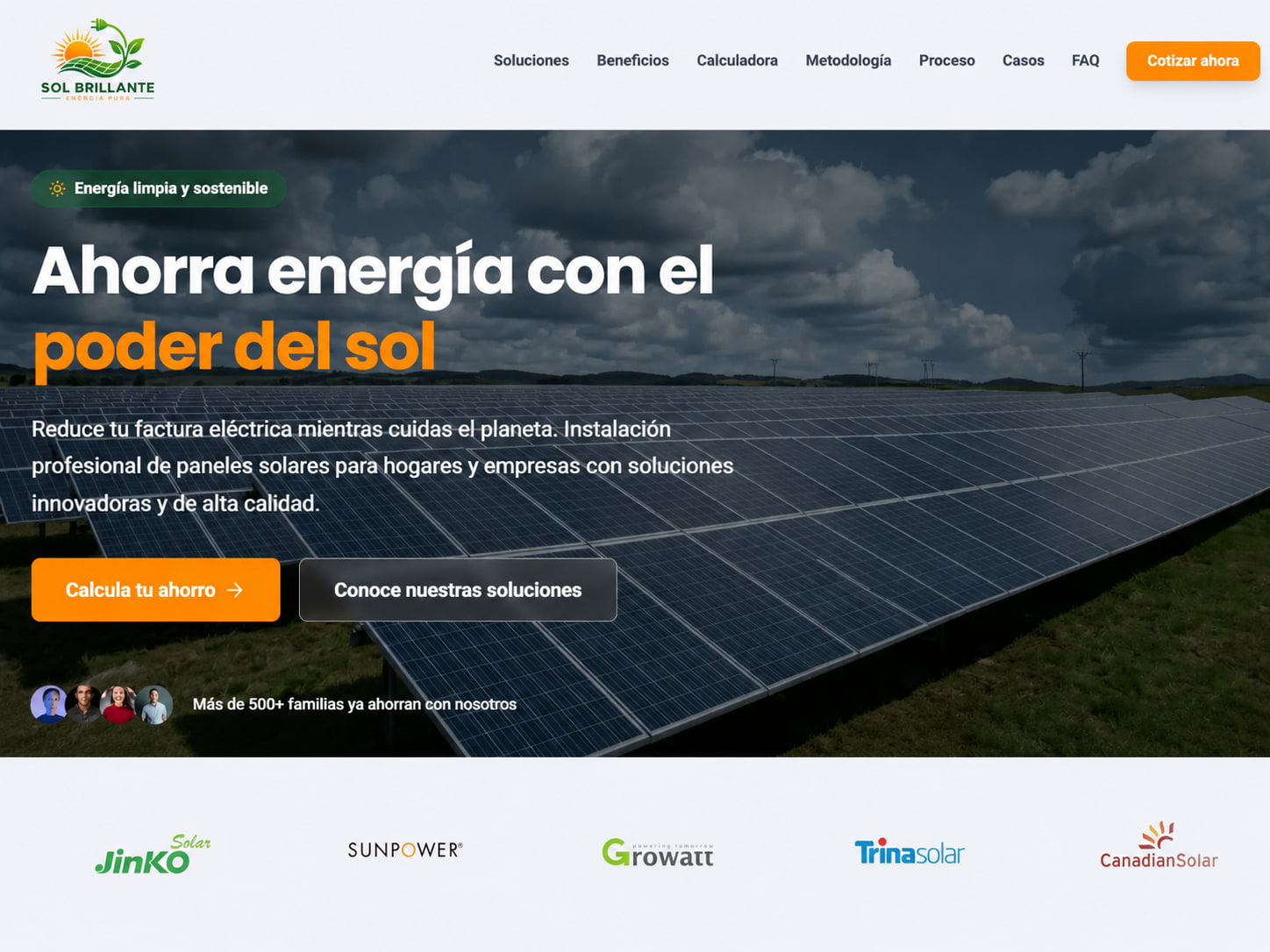Desarrollo de página web en León Gto para paneles solares Sol Brillante desarrollada por Victor Ocampo.